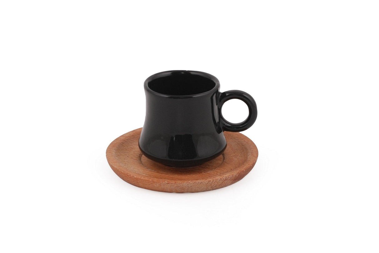 Set cești de cafea, Negru, 13x7x33 cm