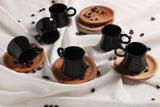 Set cești de cafea, Negru, 13x7x33 cm