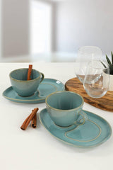 Set cești de cafea  Ocean Drip Coffee Presentation Set 4 Pieces for 2 People, Turcoaz, 29x17x29 cm