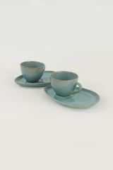 Set cești de cafea  Ocean Drip Coffee Presentation Set 4 Pieces for 2 People, Turcoaz, 29x17x29 cm