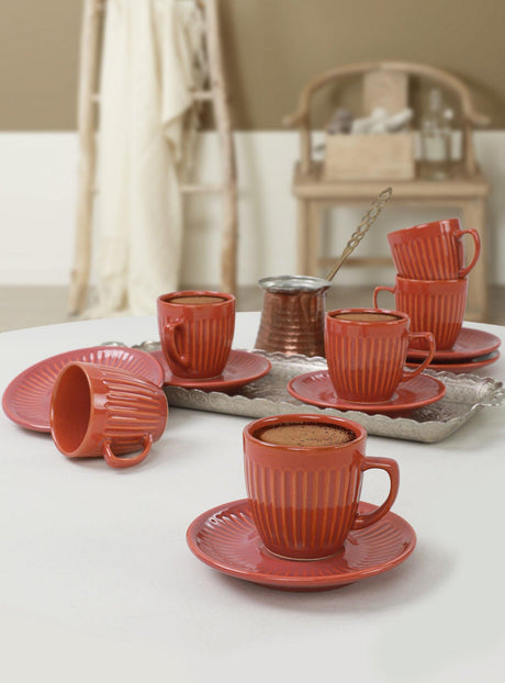 Set cești de cafea, Portocaliu, 40x18x21 cm