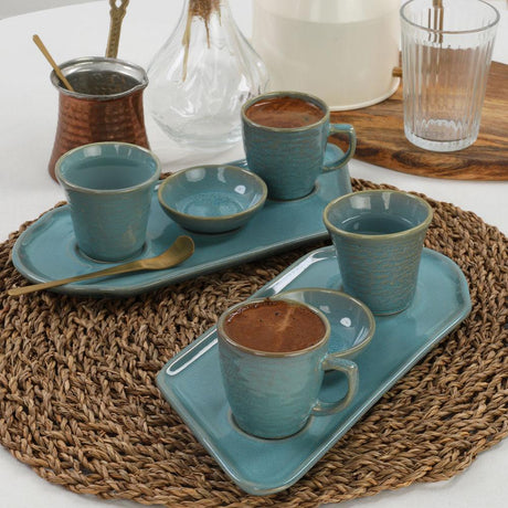 Set cești de cafea, Turcoaz, 37x19x27 cm