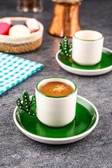 Set cești de cafea, Verde, 6x7.5x6 cm