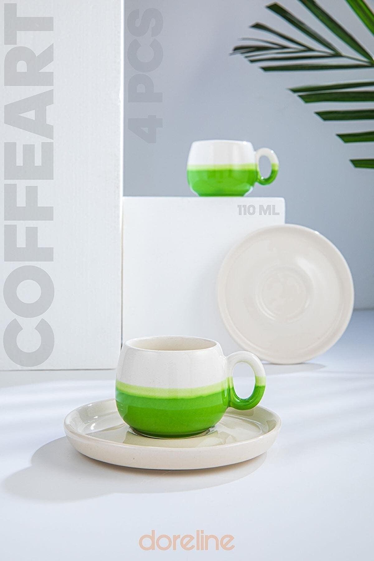 Set cești de cafea, Verde, 7x5x7 cm