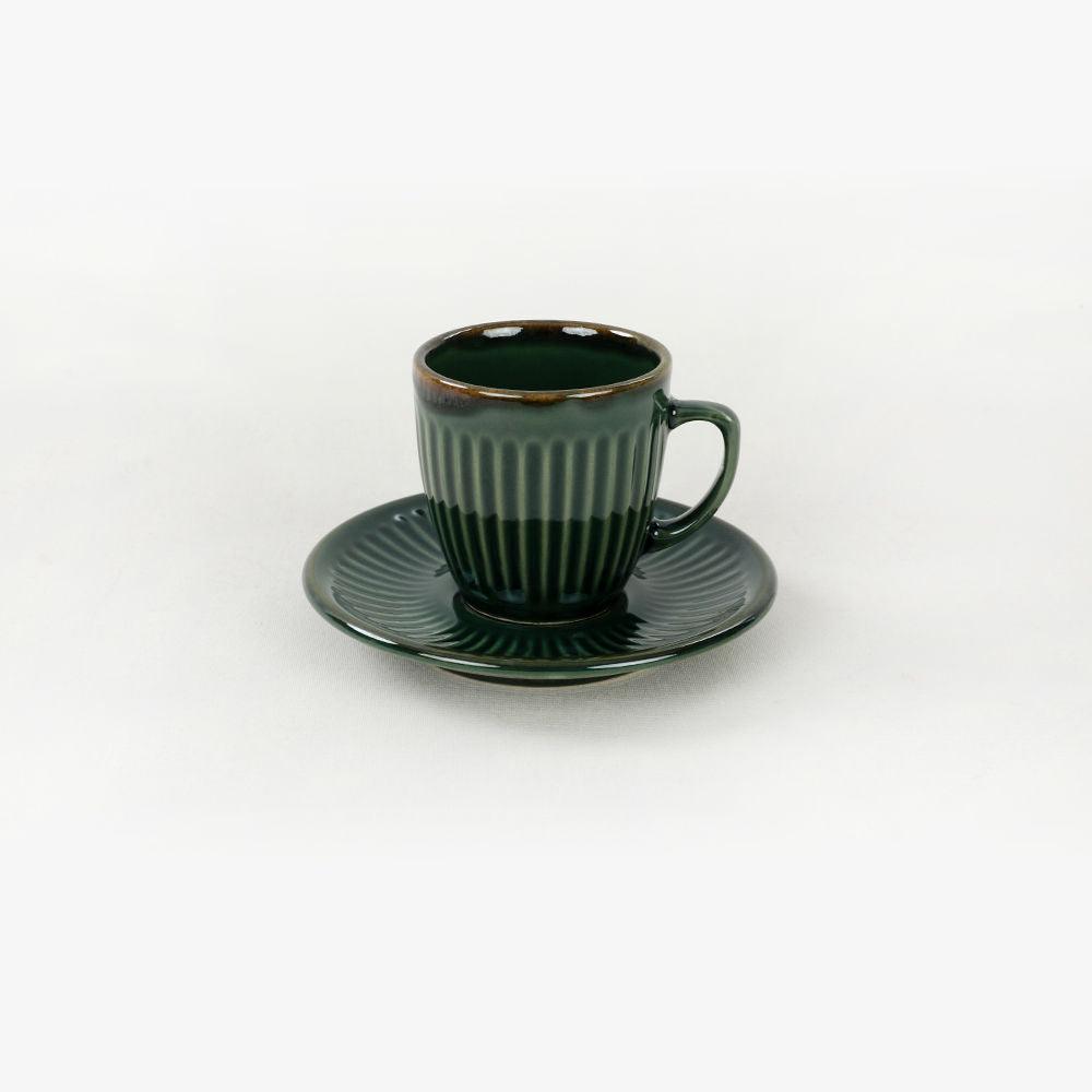 Set cești de cafea, Verde inchis, 40x18x21 cm