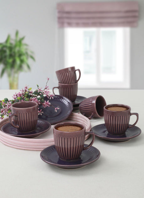 Set cești de cafea, Violet, 40x18x21 cm