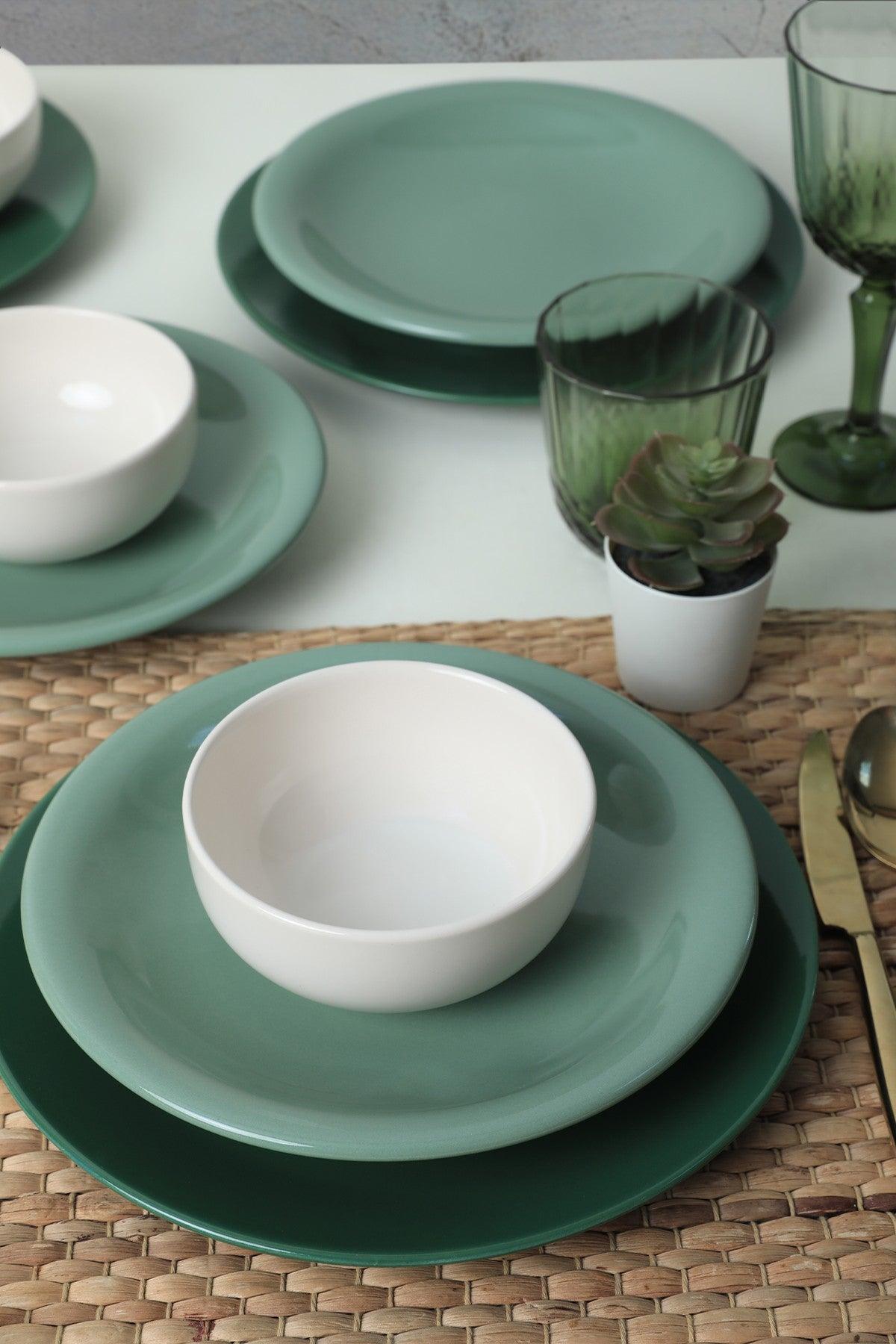 Set de cină din ceramică, Verde, 26 cm