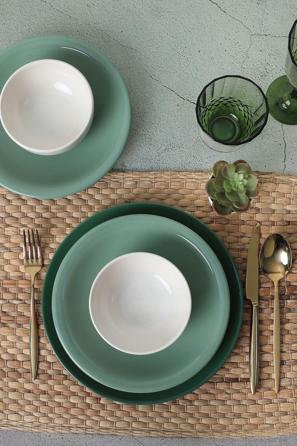 Set de cină din ceramică, Verde, 26 cm