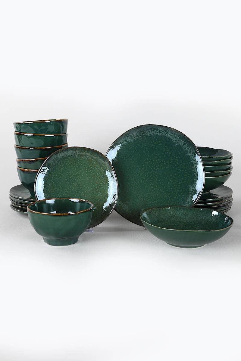 Set de cină din ceramică Zumrut  Set 24 piese, Verde inchis, 26 cm