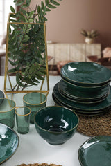 Set de cină din ceramică Zumrut  Set 24 piese, Verde inchis, 26 cm