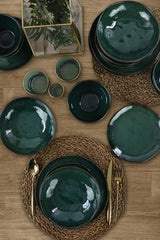 Set de cină din ceramică Zumrut  Set 24 piese, Verde inchis, 26 cm