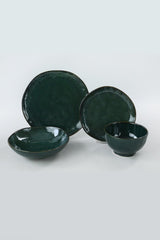 Set de cină din ceramică Zumrut  Set 24 piese, Verde inchis, 26 cm