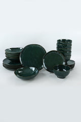 Set de cină din ceramică Zumrut  Set 24 piese, Verde inchis, 26 cm