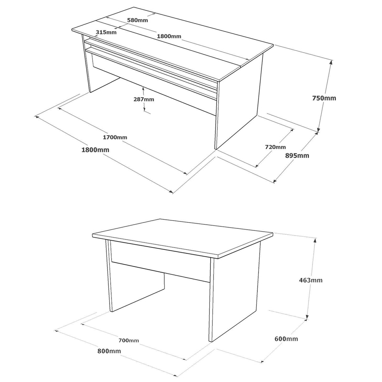 Set de mobilier de birou Sartoria Mini, Maro, 2 piese, Birou - Masa