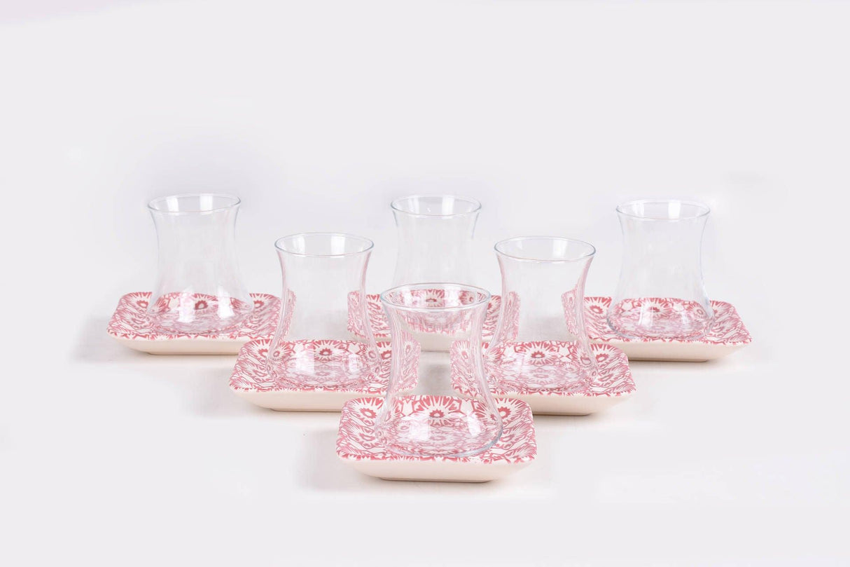 Set de pahare pentru ceai, Roz, 36x16x25 cm