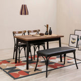 Set masă și scaune (4 bucăți) OLVER SBT BAROK-BLACK Table & Chairs Set  1, Negru, 77x75x120 cm