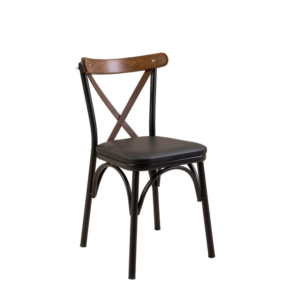 Set masă și scaune (4 bucăți) OLVER SBT BAROK-BLACK Table & Chairs Set  1, Negru, 77x75x120 cm