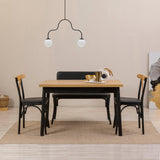 Set masă și scaune (4 bucăți) OLVER SBT BAROK-BLACK Table & Chairs Set  11, Negru, 77x75x120 cm