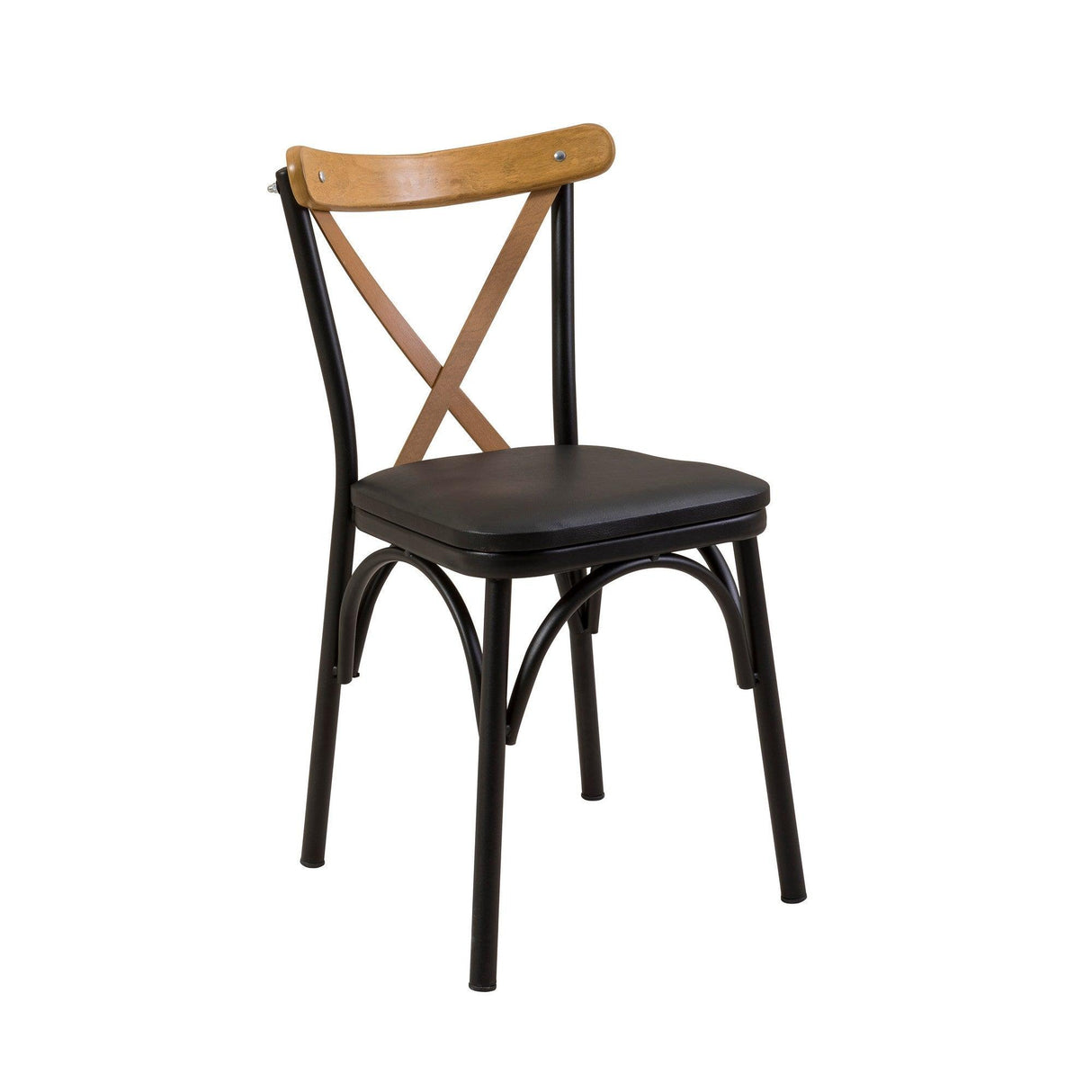 Set masă și scaune (4 bucăți) OLVER SBT BAROK-BLACK Table & Chairs Set  4, Negru, 77x75x120 cm