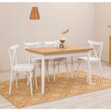 Set masă și scaune (5 bucăți) OLİVER SBT WHİTE KARİNA-Table & Chairs Set  1, Alb, 77x75x120 cm