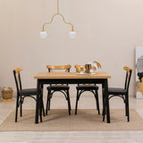 Set masă și scaune (5 bucăți) OLİVER SBT WHİTE KARİNA-Table & Chairs Set  3, Negru, 77x75x120 cm