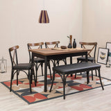 Set masă și scaune (6 bucăți) OLİVER SBT.BAROK-BLACK Table & Chairs Set, Negru, 77x75x120 cm