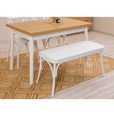 Set masă și scaune (6 bucăți) OLİVER SBT.WHİTE-KARİNA-WHİTE Table & Chairs Set  1, Alb, 77x75x120 cm