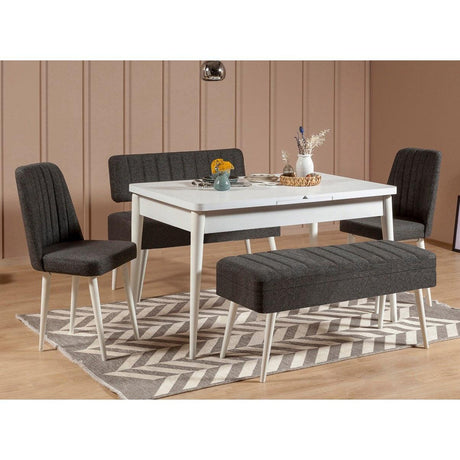 Set masă și scaune extensibile (5 bucăți) Vina 0701 - 4 -
Anthracite,
Atlantic Extendable Dining Table & Chairs Set  14, Alb, 77x75x120 cm