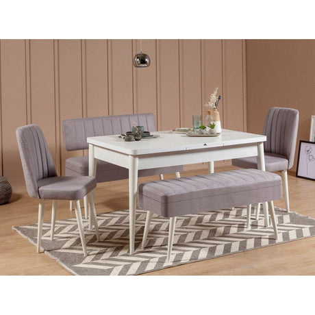 Set masă și scaune extensibile (5 bucăți) Vina 0701 - 4 -
Anthracite,
Atlantic Extendable Dining Table & Chairs Set  5, Alb, 77x75x120 cm