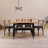 Set masă și scaune extensibile (6 bucăți) OLİVER AÇL.BAROK Extendable Dining Table & Chairs Set  4, Negru, 77x75x120 cm