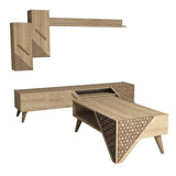 Set Mobila Sufragerie Beril - Oak, Crem, 180x40x37 cm