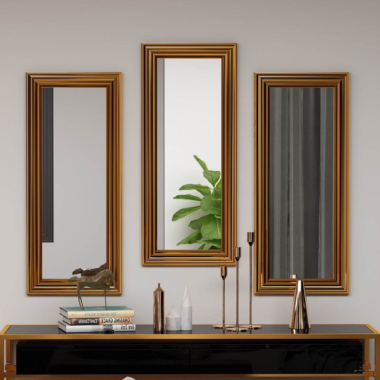 Set oglinzi (3 bucăți) Lavia - Gold, Aur, 3x70x30 cm