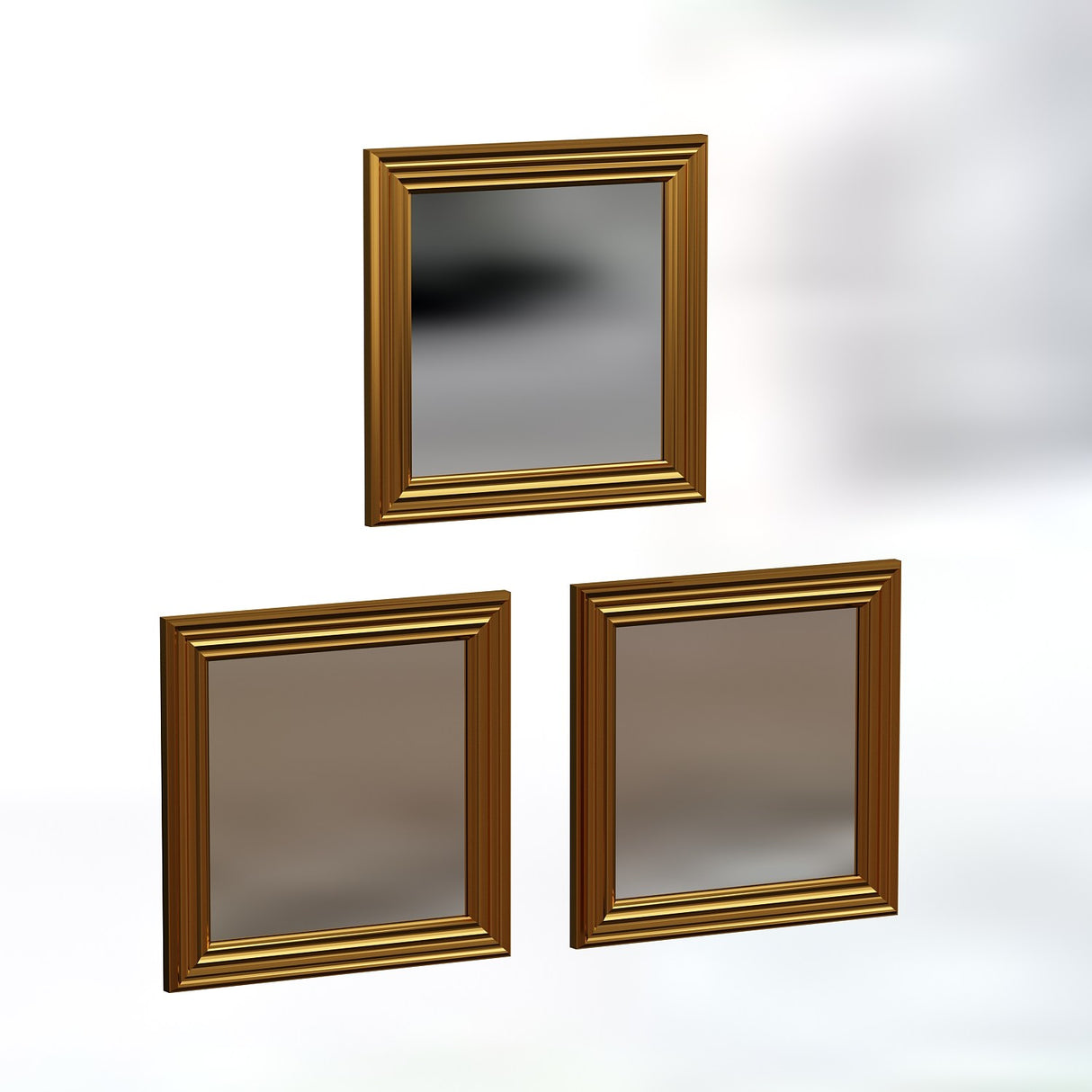 Set oglinzi (3 bucăți) Otto - Gold, Aur, 3x40x40 cm