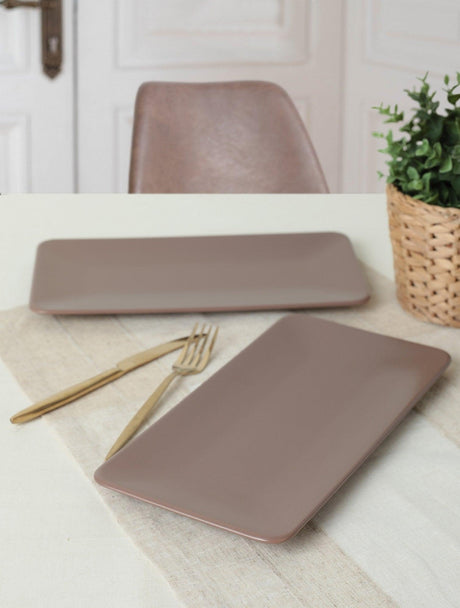 Set platou, Taupe, 2 piese, 17x33 cm