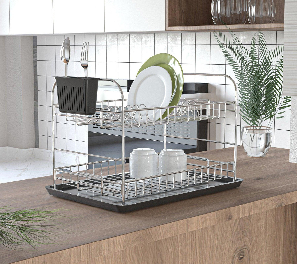 Suport pentru vase Dish Rack SM008-C, Negru, 32x31x47 cm