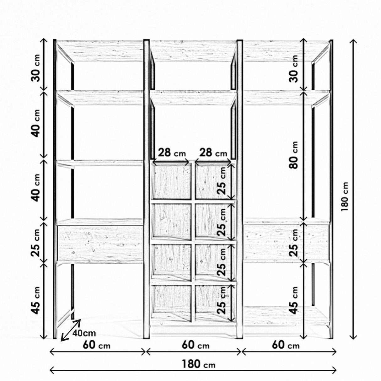 Suport Umerase cu rafturi Trend Rafaelo L603, Crem, 40x180x180 cm