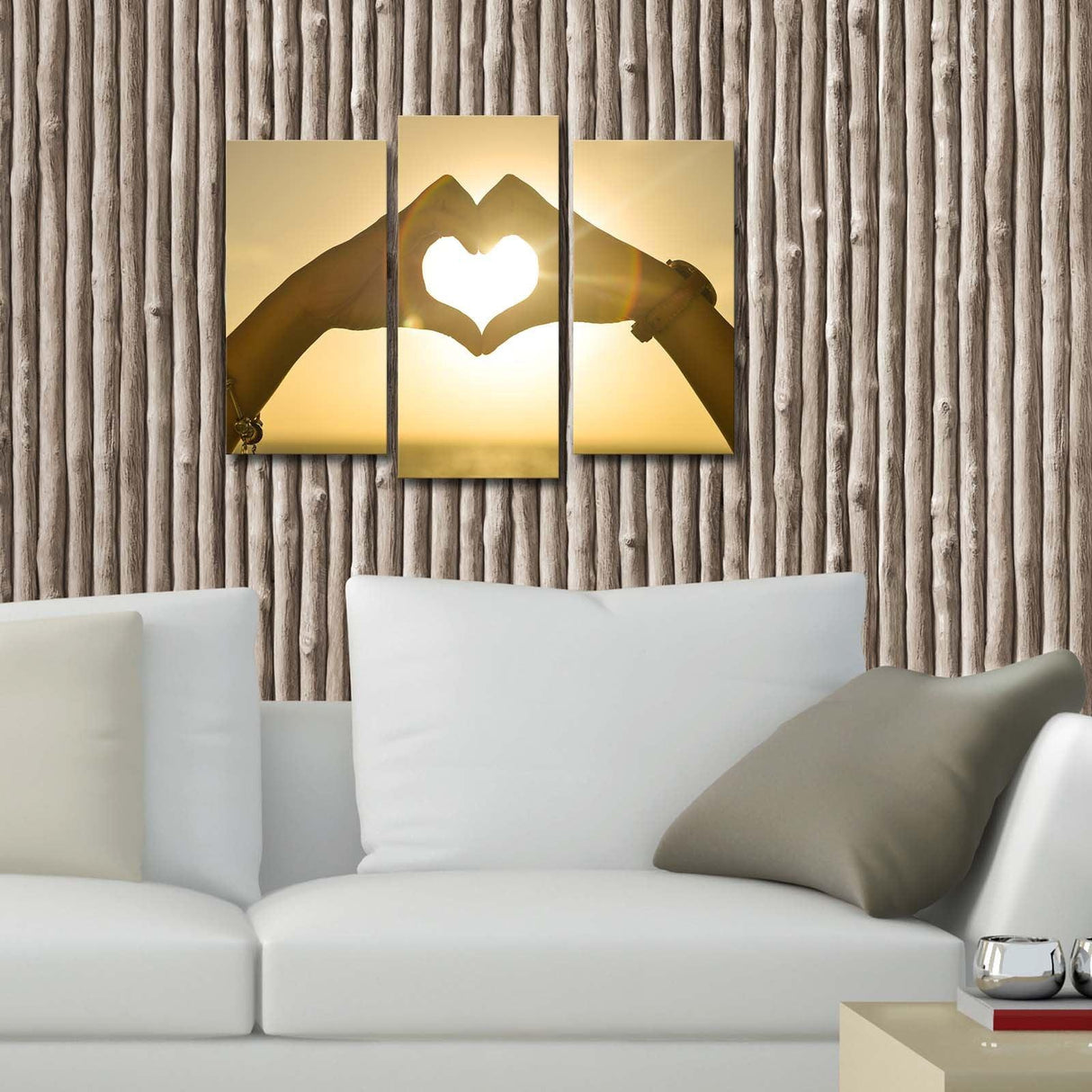 Tablou Canvas cu Led Hand Heart, Multicolor, 66 x 45 cm