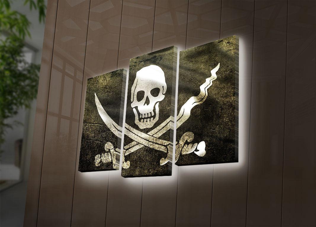 Tablou Canvas cu Led Pirate, Multicolor, 66 x 45 cm