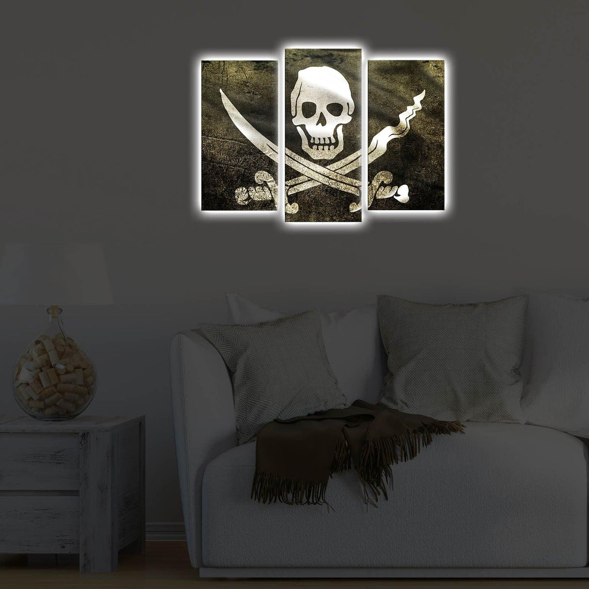 Tablou Canvas cu Led Pirate, Multicolor, 66 x 45 cm