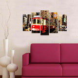 Tablou MDF ( 5 buc ) New York Tramway, Multicolor, 60x110 cm