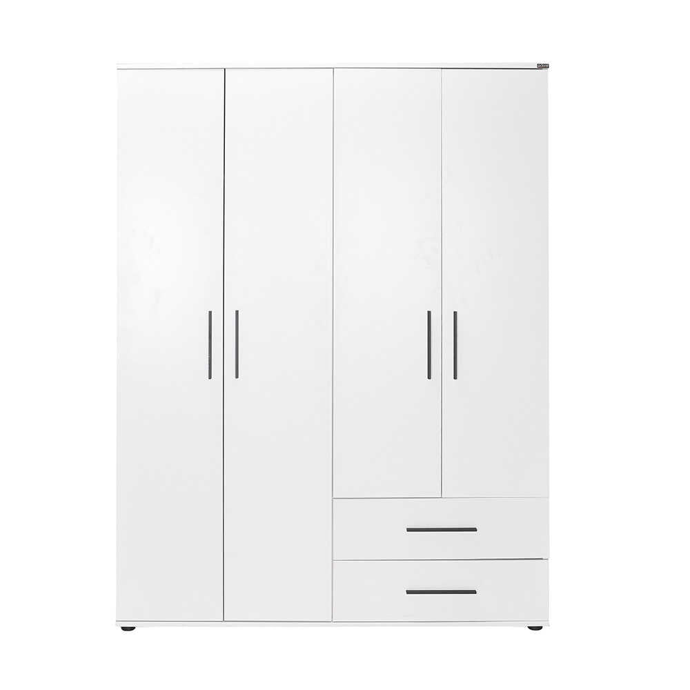 Dulap Haine Adore White, 4 usi si 2 sertare, Alb, 137 x 187 x 52 cm