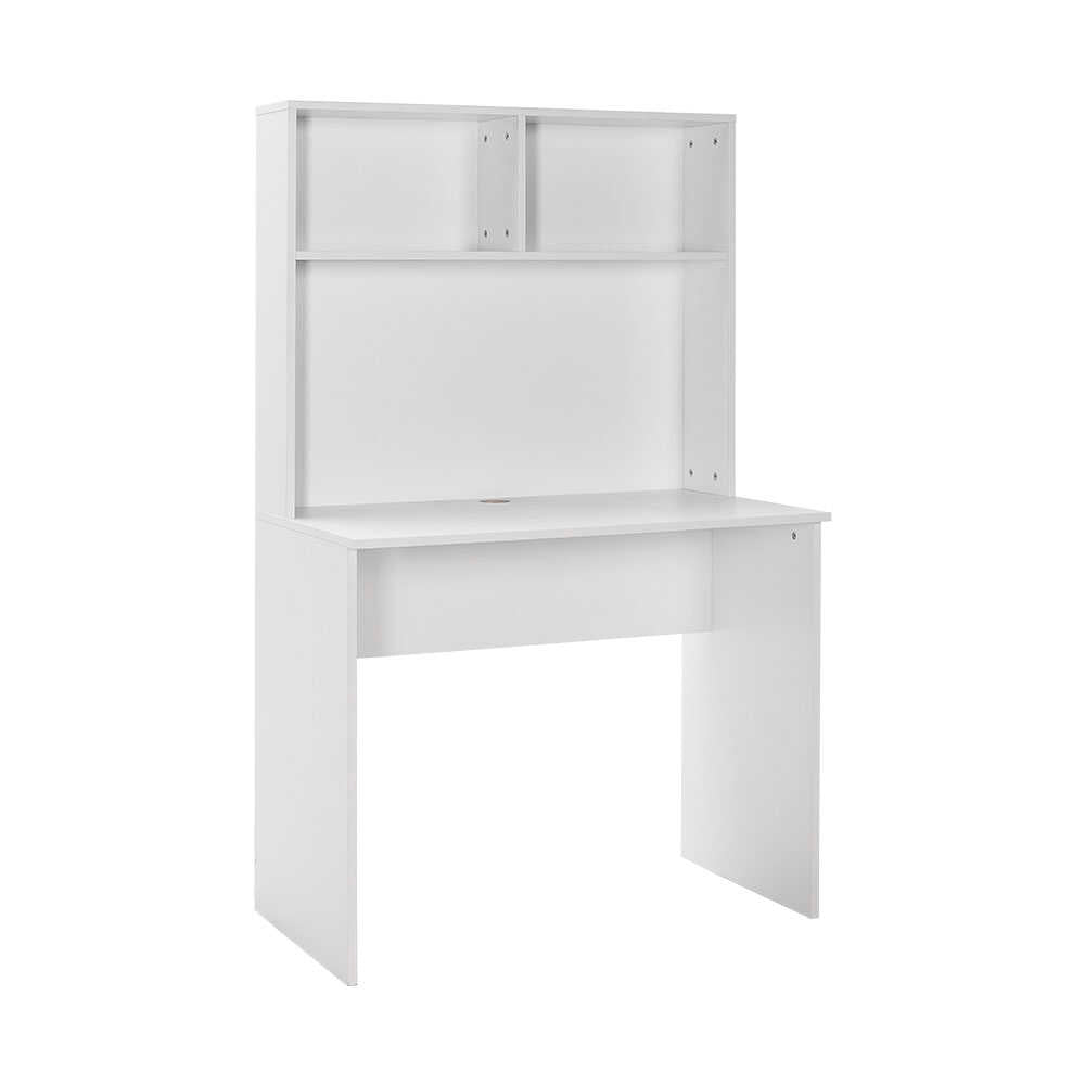 Birou Adore White cu biblioteca, Alb,  90x148x52 cm