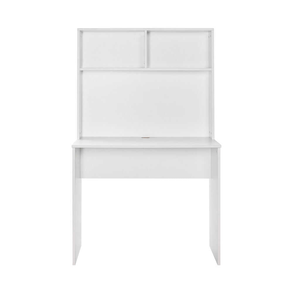 Birou Adore White cu biblioteca, Alb,  90x148x52 cm