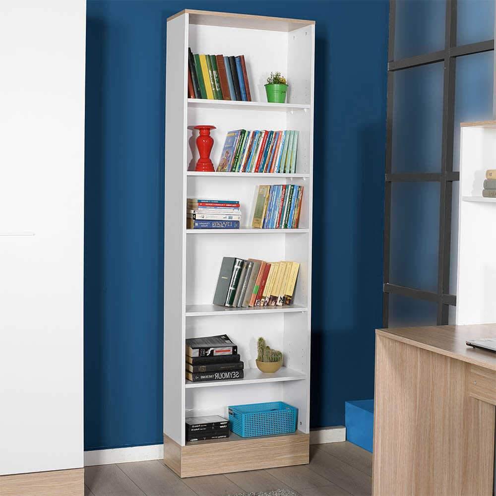 Biblioteca Adore Base, 6 rafturi, Crem / Alb, 60x197x26 cm