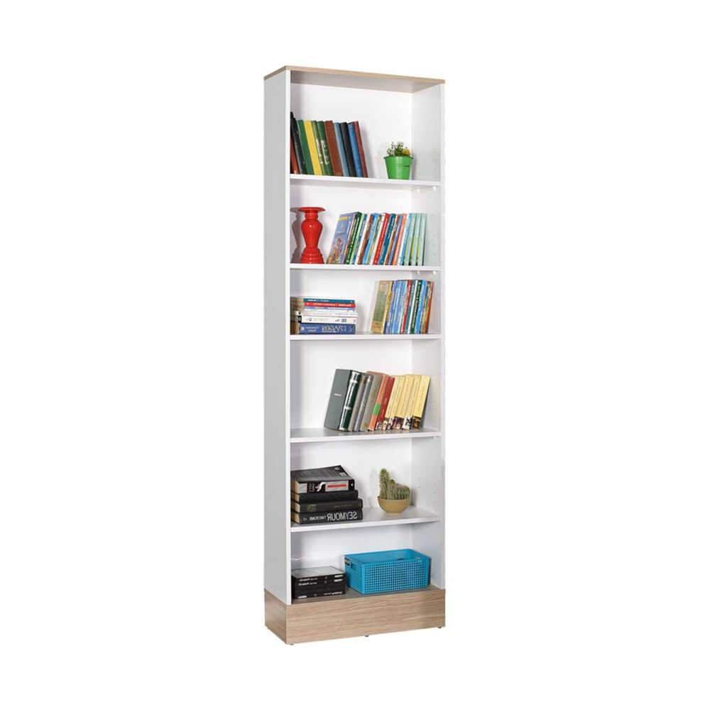 Biblioteca Adore Base, 6 rafturi, Crem / Alb, 60x197x26 cm