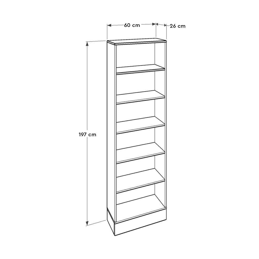 Biblioteca Adore Base, 6 rafturi, Crem / Alb, 60x197x26 cm