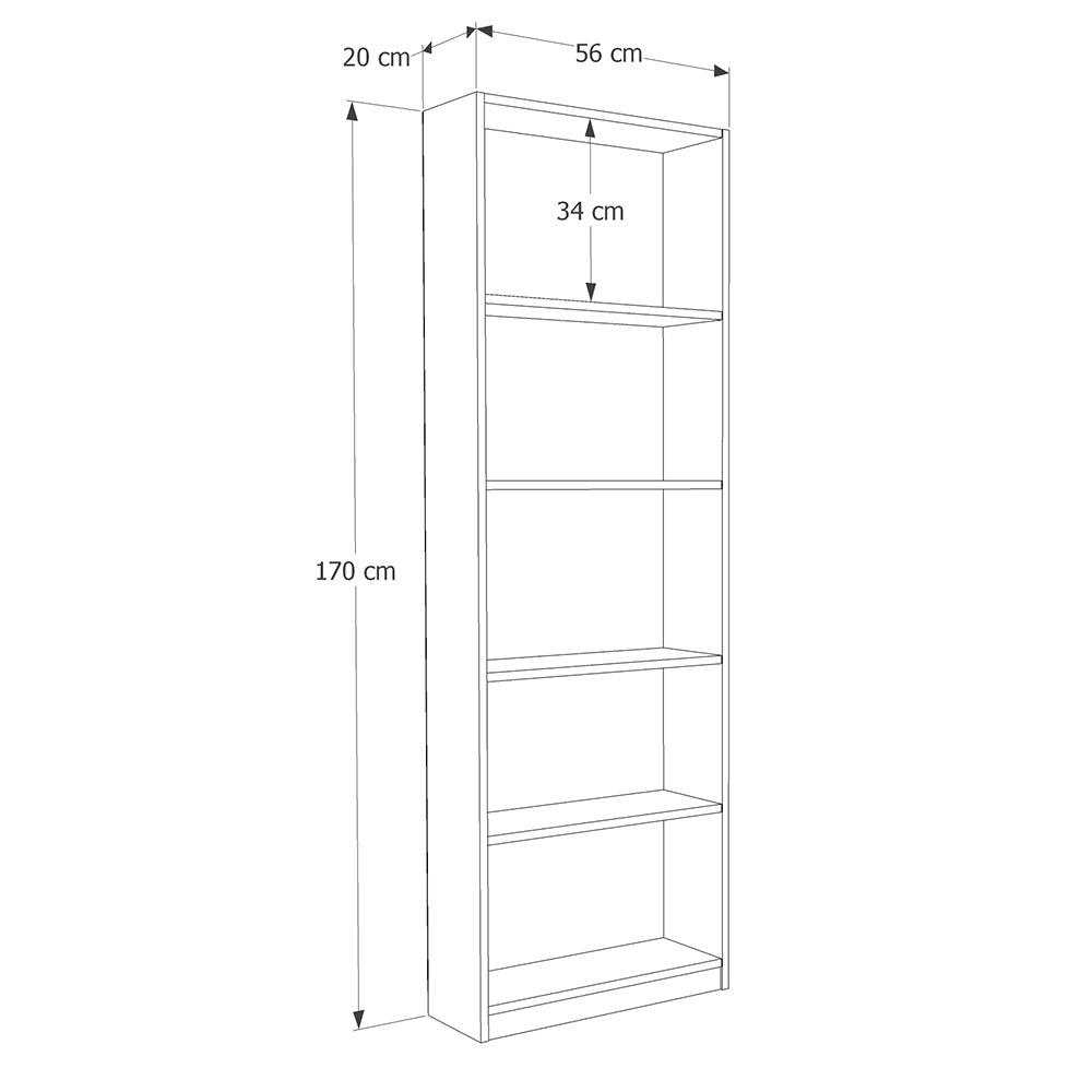 Biblioteca Adore Libra, 5 rafturi, 56 x 170 x 20 cm - Alb