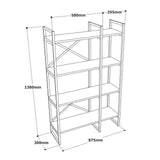 Biblioteca Barre cadru lemn, Stejar, 88 x 138 x 30 cm