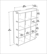 Biblioteca Zimba 4 Rafturi si 9 Compartimente, Stejar, 92 X 132 X 30 Cm