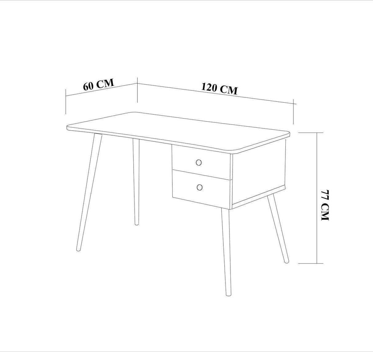 Birou Albina, Pin Stejar - Alb, 120 x 77 x 60 cm